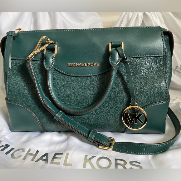 NEW Maya Pebbled Leather Satchel (in rare amazon green) - Picture 5 of 15